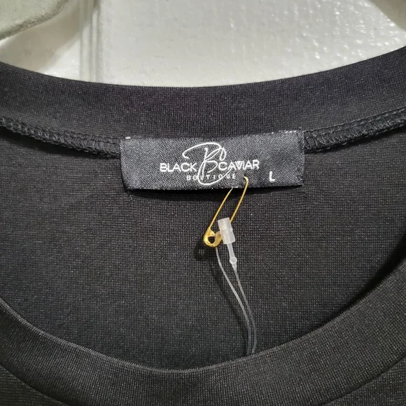 Women's Black Caviar Dress, Size L, Black & Silver - Picture 5 of 6